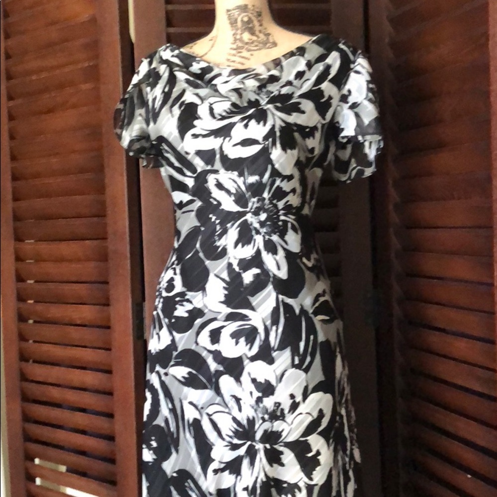 Black & White Print Cocktail Dress, Size 8